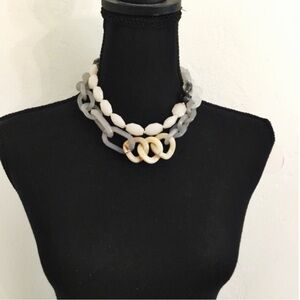 Vintage- Banana Republic Acrylic Smokey Neutrals Chain Link Statement Necklace